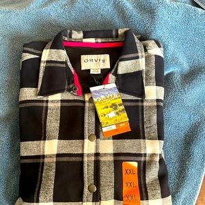 Orvis Pinnacle Shirt Jacket brand new w/tags soft & warm Fleece bounded flannel